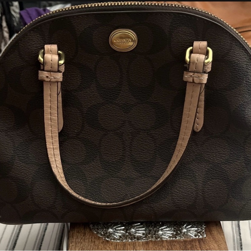 Coach Dark Brown Signature Dome Bag